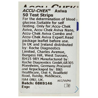 Accu-Chek Aviva Glucose Test Strips x 50 -   Roche Diabetes Care EasyMeds Pharmacy