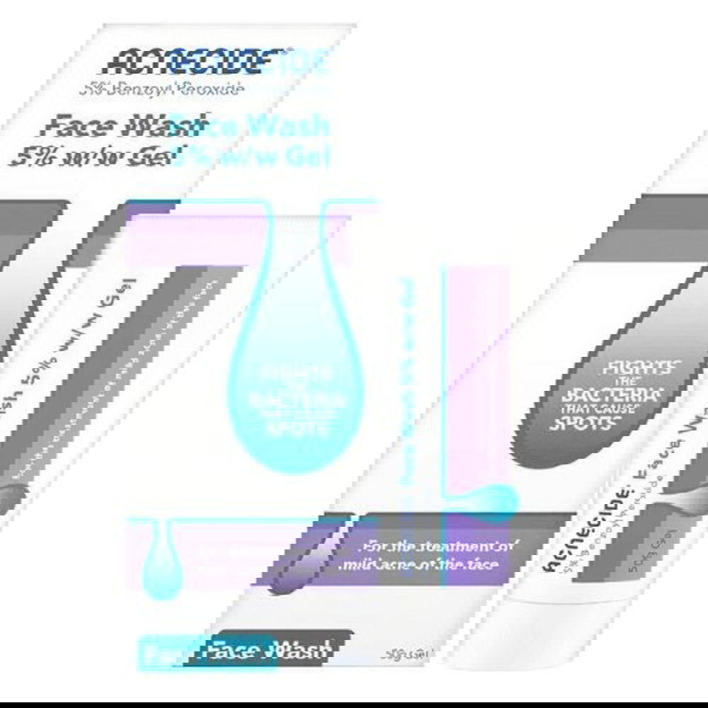 Acnecide 5% Benzyl Peroxide Gel Face Wash Acne Spots Blemish Skin Treatment x 100g -   Galderma EasyMeds Pharmacy