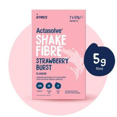 Aymes Actasolve Shake Fibre Strawberry Burst 7 x 57g | High Protein & Fibre Nutrition Shake