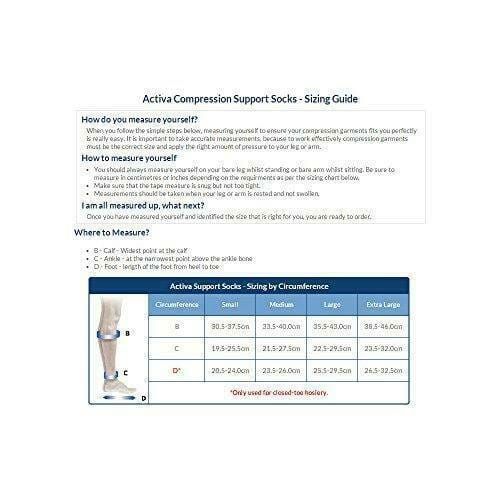 Activa Class 2 Unisex Ribbed Support Socks 18-24 mmHg Black Large -   Activa EasyMeds Pharmacy