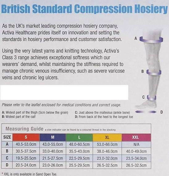 Activa Class 1 Below Knee Compression Stockings Open Toe Sand XXL