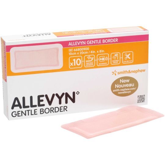 Allevyn Gentle Border Adhesive Foam Silicone Dressings 10cm x 20cm -   Allevyn EasyMeds Pharmacy