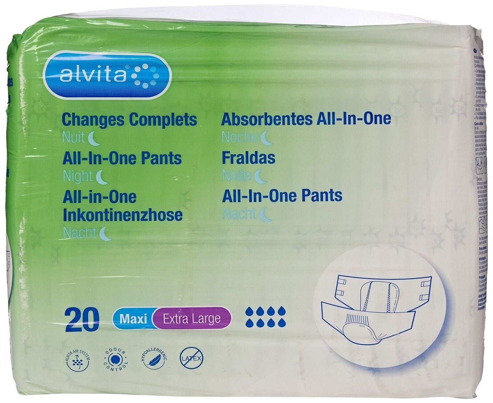 Alvita Incontinence All in One Extra Large Night Pants Pack of 20 -   Alvia EasyMeds Pharmacy