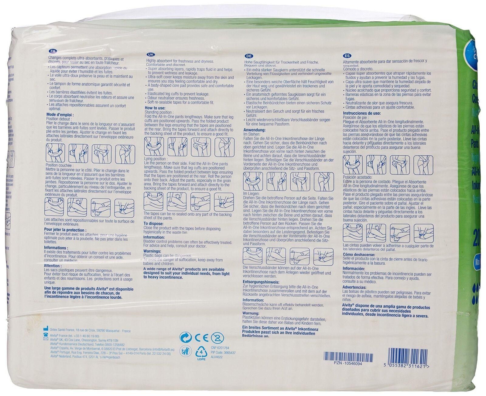 Alvita Incontinence All in One Extra Large Night Pants Pack of 20 -   Alvia EasyMeds Pharmacy