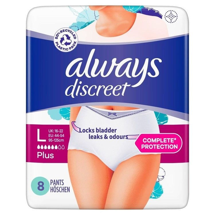 Always Discreet Boutique Incontinence Pants Plus Large x 8 (UK 16-22) -   Always EasyMeds Pharmacy