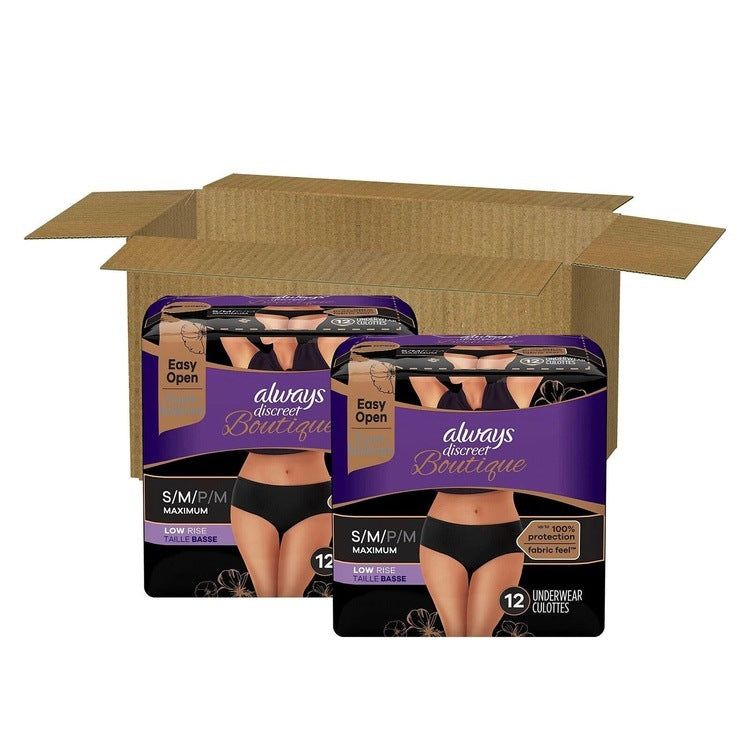 Always Discreet Boutique, Incontinence Underwear Black Medium x9 x3 Packs -   Always EasyMeds Pharmacy