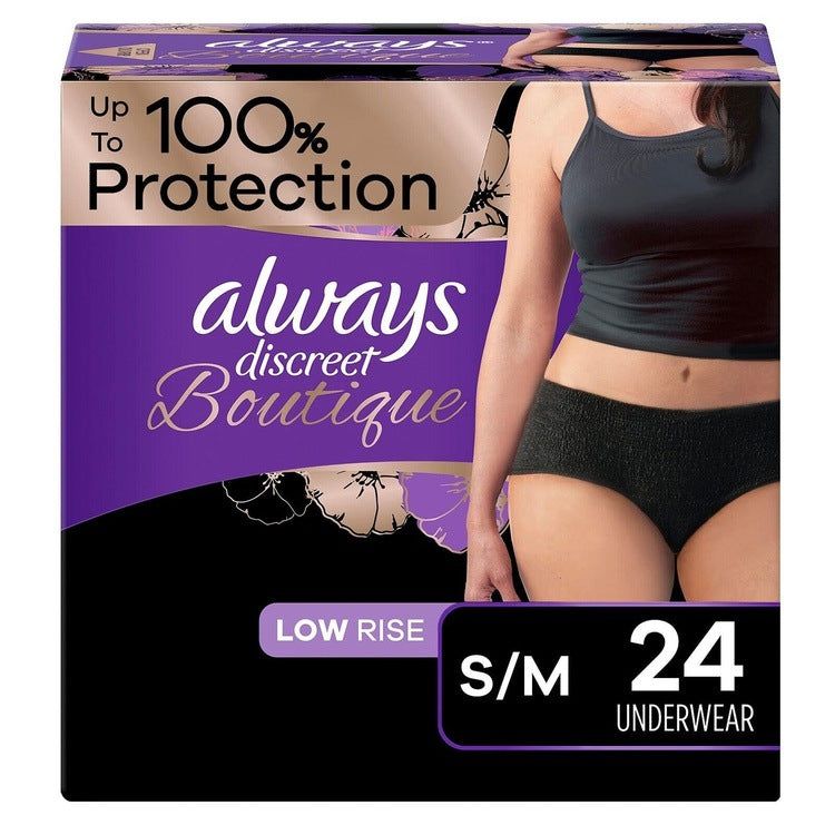 Always Discreet Boutique, Incontinence Underwear Black Medium x9 x3 Packs -   Always EasyMeds Pharmacy