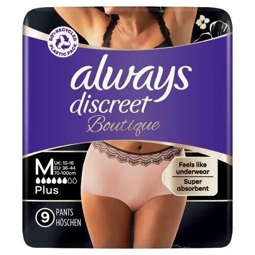 Always Discreet Boutique, Incontinence Underwear Peach Medium x9 x 3 Packs -   Always EasyMeds Pharmacy