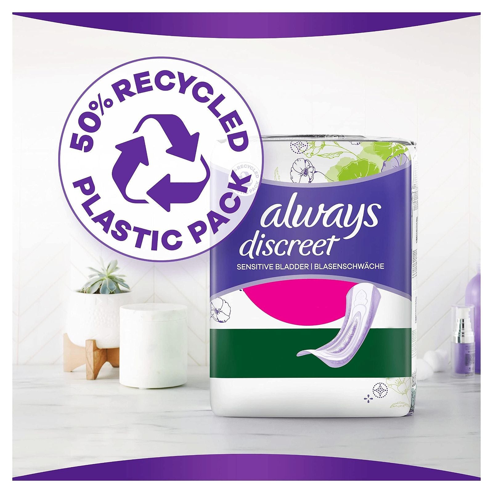 Always Discreet Incontinence Pads Women, Normal, 96 Moderate Absorbency Pads (24 x 4 Packs), Odour Neutraliser, SAVING PACK, for Sensitive Bladder -   Tena EasyMeds Pharmacy