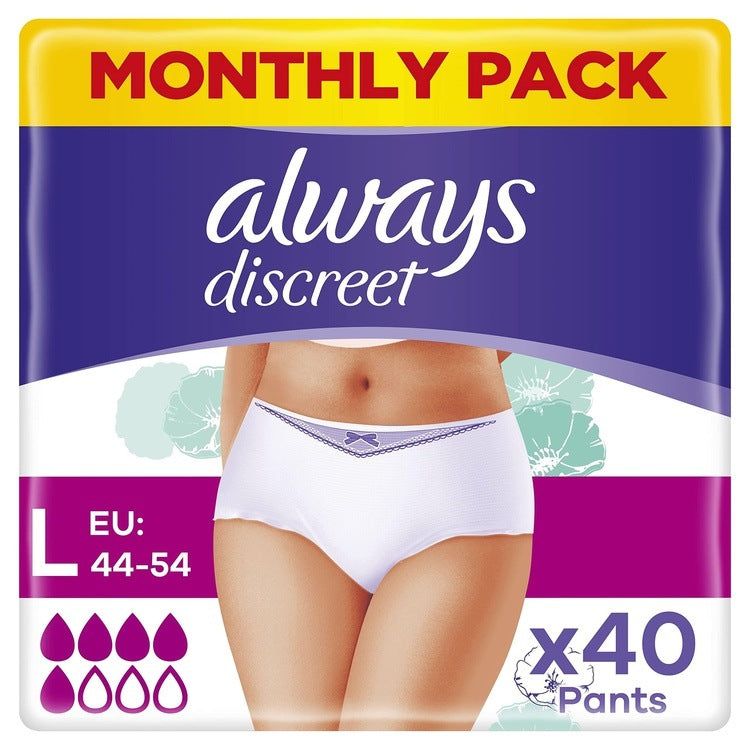 Always Discreet Incontinence Pants Large Normal x 40 Pants Size 16-22 -   Always EasyMeds Pharmacy
