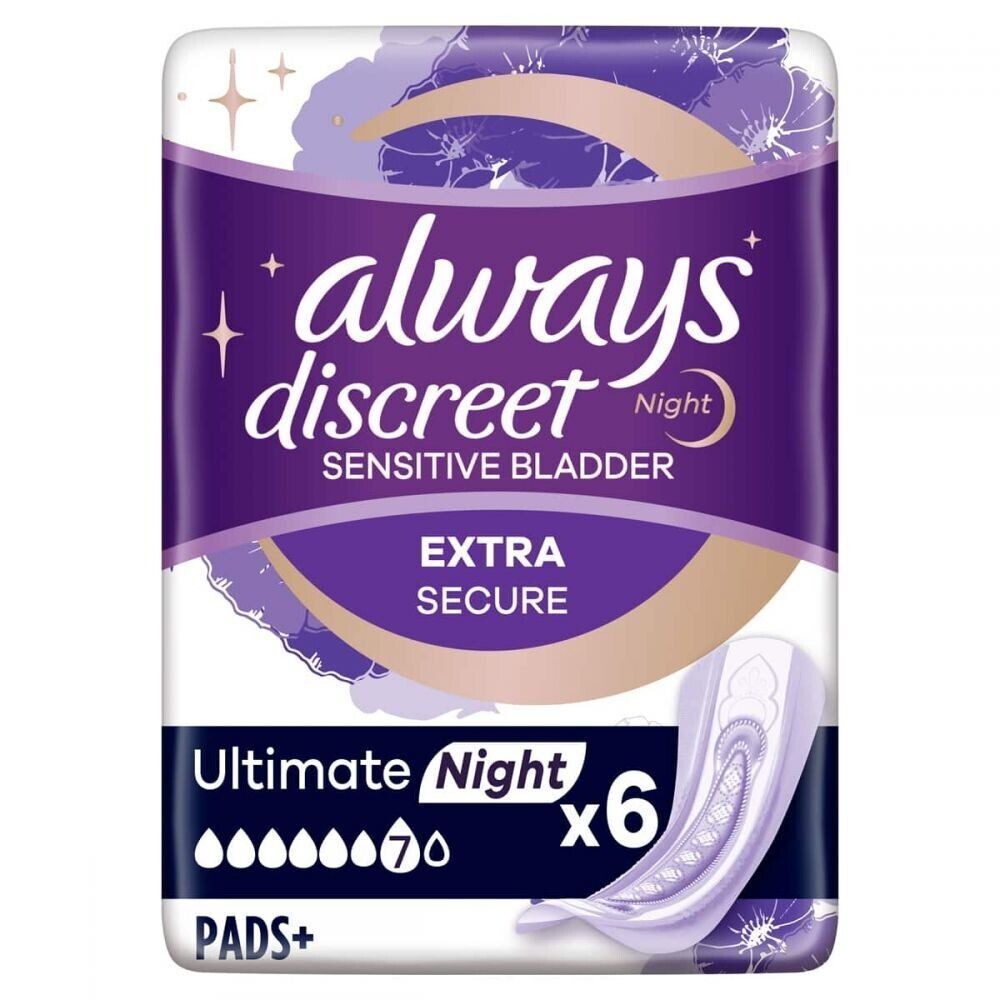 Always Discreet Ultimate Night Incontinence Pads Women x 6 -   Always EasyMeds Pharmacy