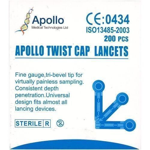 Apollo Twist Cap Lancets 28G x 200 -   Apollo EasyMeds Pharmacy
