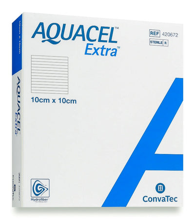 Aquacel Extra Wound Dressing 10cm x 10cm x10 420672 Wound, Ulcers, Op, Burns -   Convatec EasyMeds Pharmacy