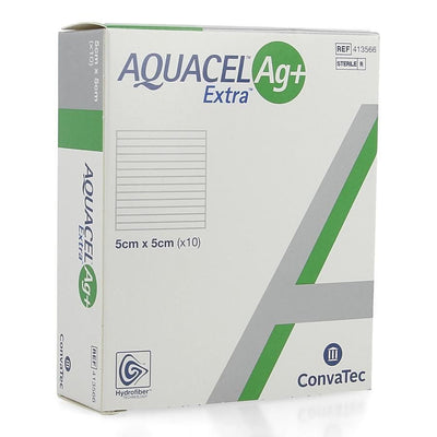 Aquacel AG Extra Silver Hydrofiber Wound Dressing 5cm x 5cm, 2"x2" x10 420671 -   Convatec EasyMeds Pharmacy
