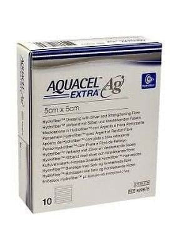 Aquacel AG Extra Silver Hydrofiber Wound Dressing 5cm x 5cm x10 -   Convatec EasyMeds Pharmacy