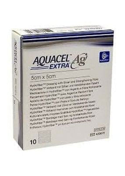 Aquacel AG Extra Silver Hydrofiber Wound Dressing 5cm x 5cm x10 -   Convatec EasyMeds Pharmacy