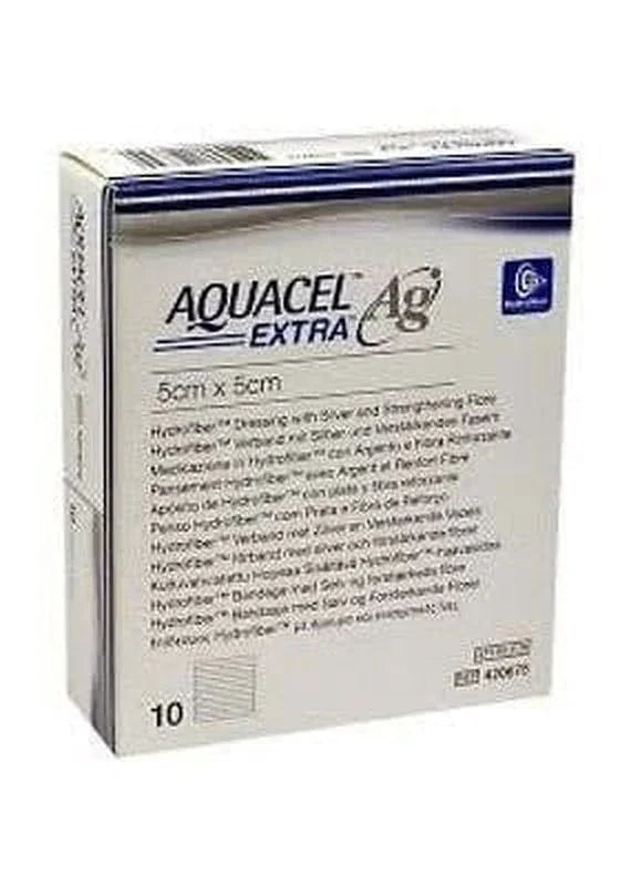 Aquacel AG Extra Silver Hydrofiber Wound Dressing 5cm x 5cm x10  EasyMeds  Pharmacy
