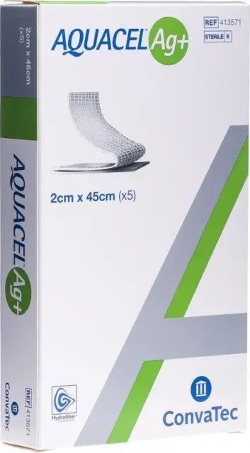 Aquacel AG+ Ribbon Silver Hydrofiber Wound Dressings 2cm x 45cm 413571 -   Convatec EasyMeds Pharmacy