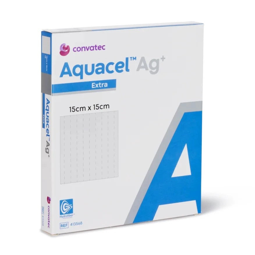Aquacel AG Extra Silver Hydrofiber Wound Dressing 15cm x 15cm x 10
