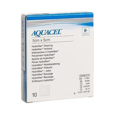 Aquacel Hydrofiber Dressing 5cm x 5cm x10 (Ulcers, Post-Op, Burns, Lacerations) -   Convatec EasyMeds Pharmacy