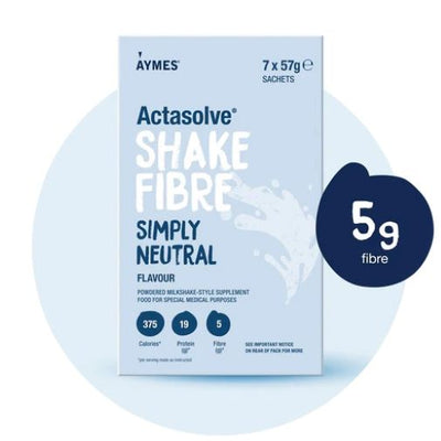 Aymes Actasolve Shake Fibre Simply Neutral 7 x 57g | High Protein & Fibre Nutrition Shake