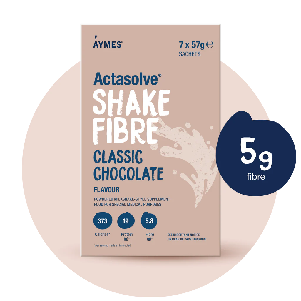Aymes Actasolve Shake Fibre Classic Chocolate 7 x 57g | High Protein & Fibre Nutrition Shake