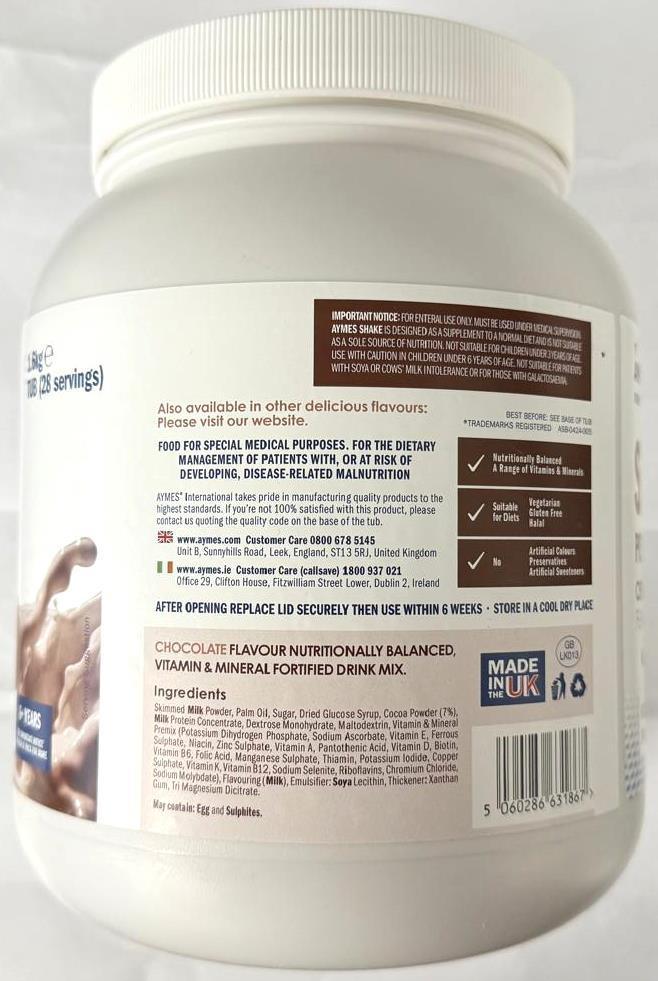 Powder Tub Aymes Chocolate Shake Protein Powder Tub 1600g x 4 Packs | EasyMeds ...