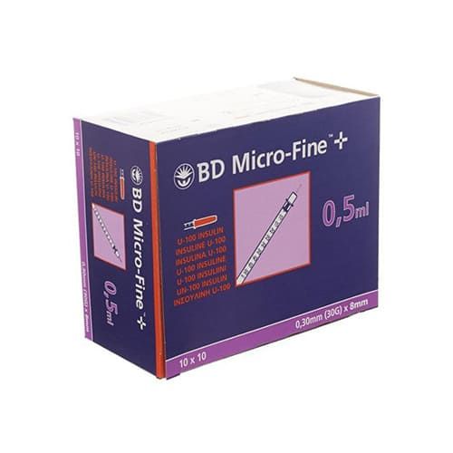 BD Micro Fine Plus 0.5ml U100 30G 8mm x 100 - Special Offer -   Becton Dickinson EasyMeds Pharmacy