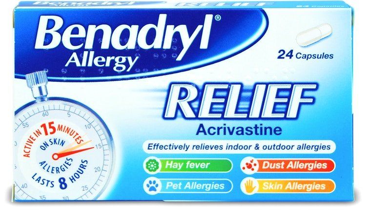 Benadryl Allergy Relief Capsules - Pack of 24 -   Glaxo Smithkline EasyMeds Pharmacy