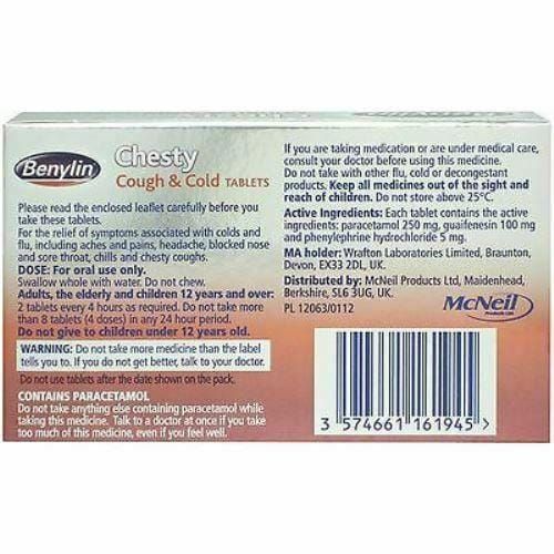 Benylin Chesty Cough & Cold Tablets | Pack of 16 -   Benylin EasyMeds Pharmacy