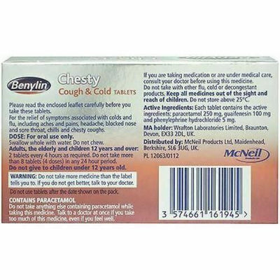 Benylin Chesty Cough & Cold Tablets | Pack of 16 | -   Benylin EasyMeds Pharmacy