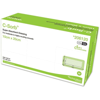 C-Sorb 206120 Super Absorbent Exudate Management Dressing 10cm x 20cm x 20 -   Richardsons Healthcare EasyMeds Pharmacy