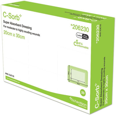 C-Sorb 206230 Super Absorbent Management Sterile Dressing 20cm x 30cm x 20 -   Richardsons Healthcare EasyMeds Pharmacy