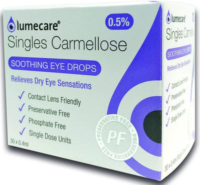 Carmellose Lubricating & Soothing Eye Drops 0.5% 0.4ml x 30 Dose Unit - Preservative Free -   Medicom EasyMeds Pharmacy