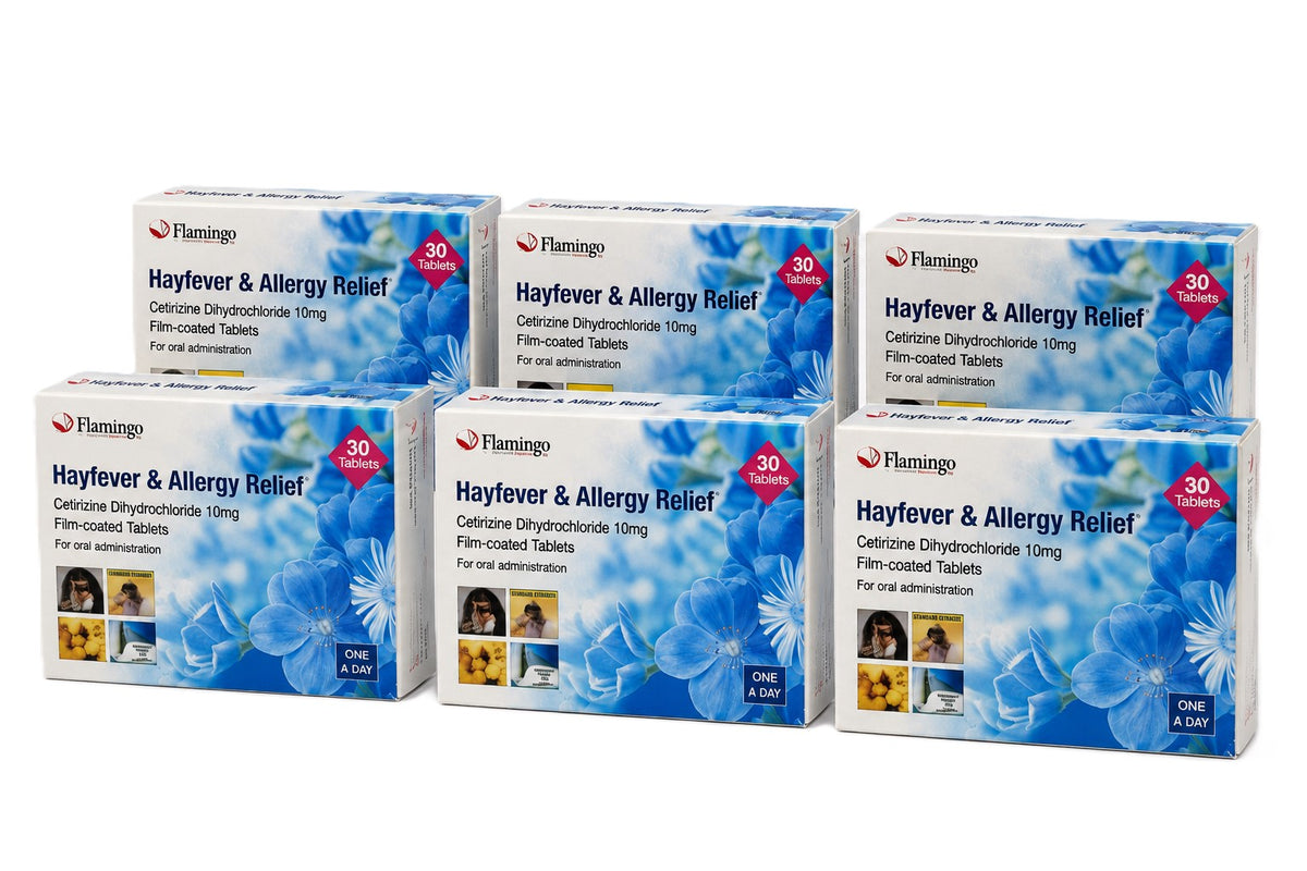 6 x Cetirizine 10mg Tablets - Pack of 30 (180 tablets)