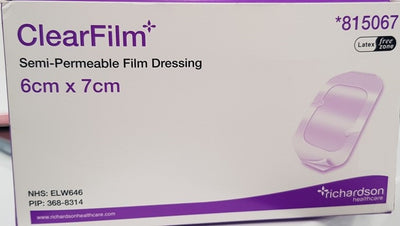 Clearfilm 815067 Transparent Film Dressings 6cm x 7cm x 10
