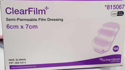 Clearfilm 815067 Transparent Film Dressings 6cm x 7cm x 100 -   Richardsons Healthcare Ltd EasyMeds Pharmacy