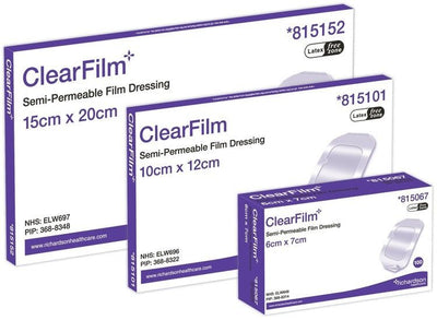 Clearfilm 815121 Transparent Film Dressings 12cm x 12cm x 10 -   Richardsons Healthcare Ltd EasyMeds Pharmacy