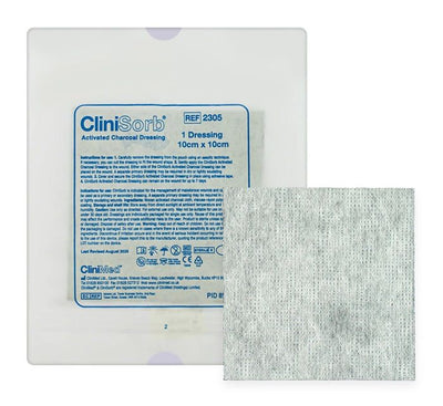CliniSorb Dressings Sterile Activated Charcoal Ulcers Wounds 10cm x 10cm -   CliniSorb EasyMeds Pharmacy