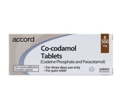 Box of Co-codamol Tablets on a white background
