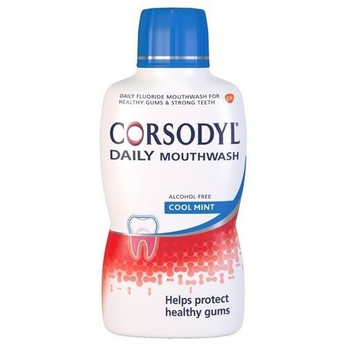 Corsodyl Daily Care Alcohol Free Cool Mint Mouth Wash 500ml - Pack of 3 -   Glaxo SmithKline EasyMeds Pharmacy