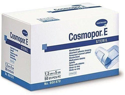 Cosmopor E Sterile Adhesive Wound Dressings 7.2cm x 5cm x 50 Surgical Cuts Burns -   Hartmann EasyMeds Pharmacy