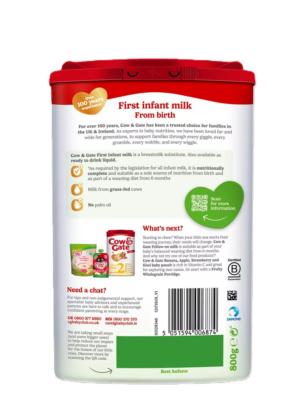 Cow & Gate 1 First Baby Milk Formula Powder from Birth 800g x 6