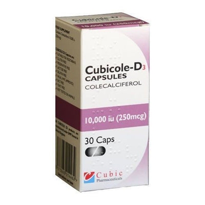 Cubicole Vitamin D3 10000IU Capsules x 30 Vitamin D3 Supplement -   Cubicole EasyMeds Pharmacy
