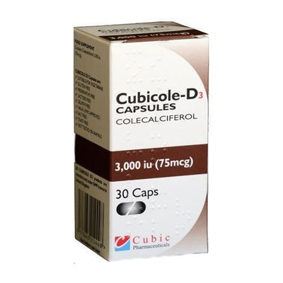 Cubicole Vitamin D3 3000IU Capsules x 30 Vitamin D3 Supplement -   Cubicole EasyMeds Pharmacy
