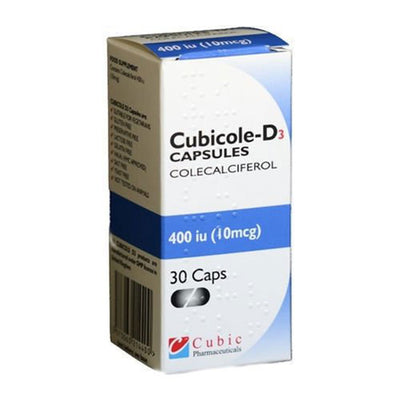 Cubicole Vitamin D3 400IU Capsules x 30 | Vitamin D3 Supplement -   Cubicole EasyMeds Pharmacy
