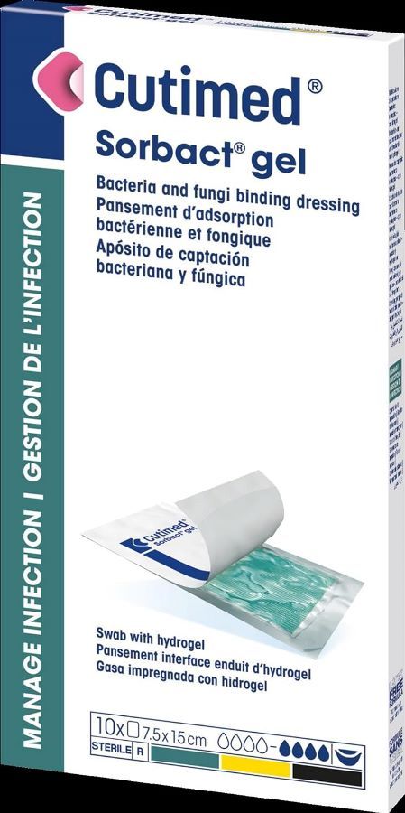 Cutimed Sorbact Gel Dressings 7.5cm x 15cm x 10 Antibacterial Hydrogel -   BSN Medical EasyMeds Pharmacy