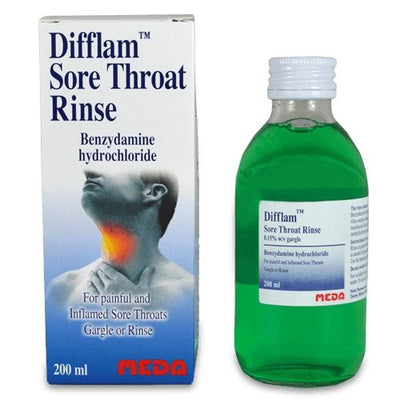 Difflam Sore Throat Oral Rinse 200ml -   Meda EasyMeds Pharmacy
