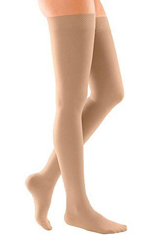Duomed Soft Class 1 Thigh Length Closed Toe Compression Stockings Large Sand -   Duomed EasyMeds Pharmacy