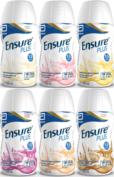 Ensure Plus Drinks 200ml x 36 (Vanilla/Peach/Fruits/Strawberry/Banana/Coffee)